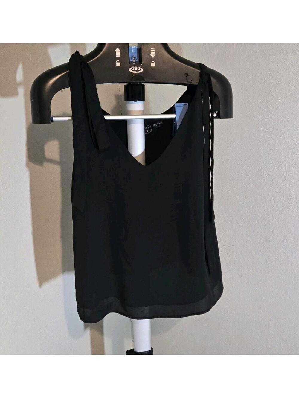 HYFVE Black Shoulder Tie V Neck Top S